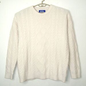 AELFRIC EDEN Sweater Mens Size XL Cream Fisherman Chunky Cable Knit